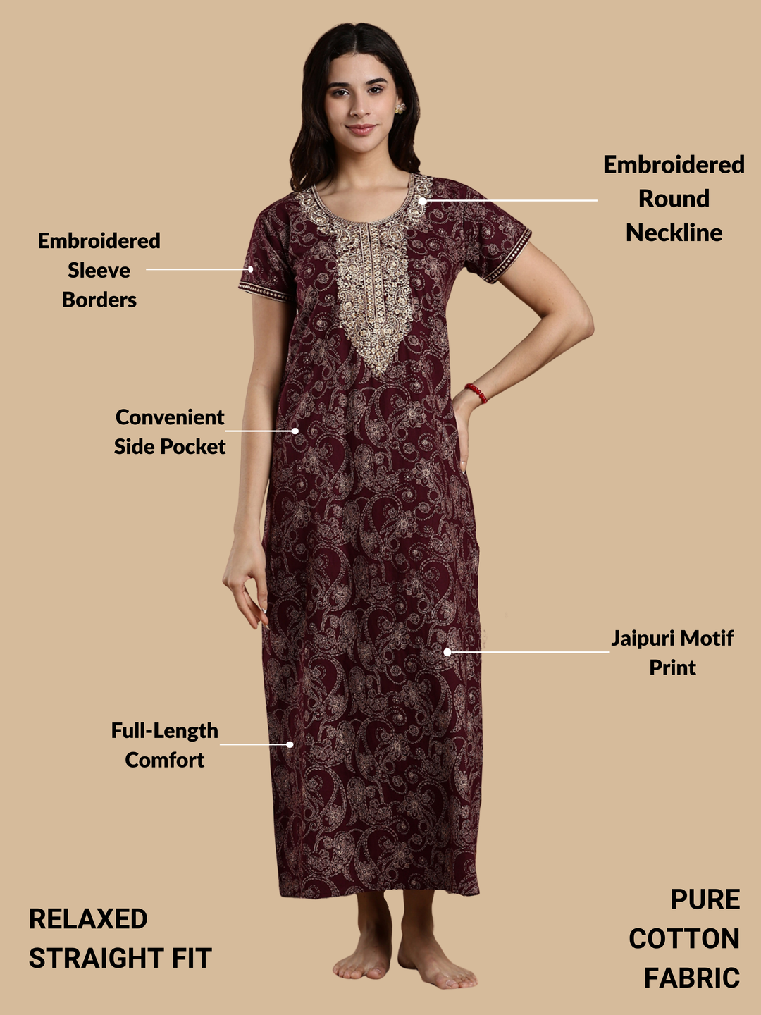 Festive Purple Shine Nighty for Women – A Royal Touch of Tradition