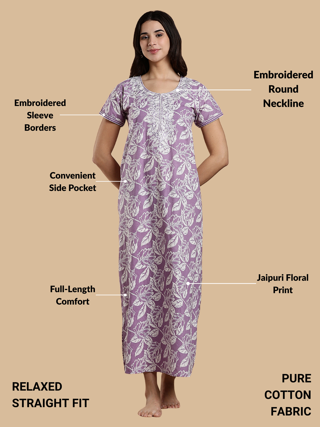 Lavender Nighty for Women – Graceful Charm in Every Thread