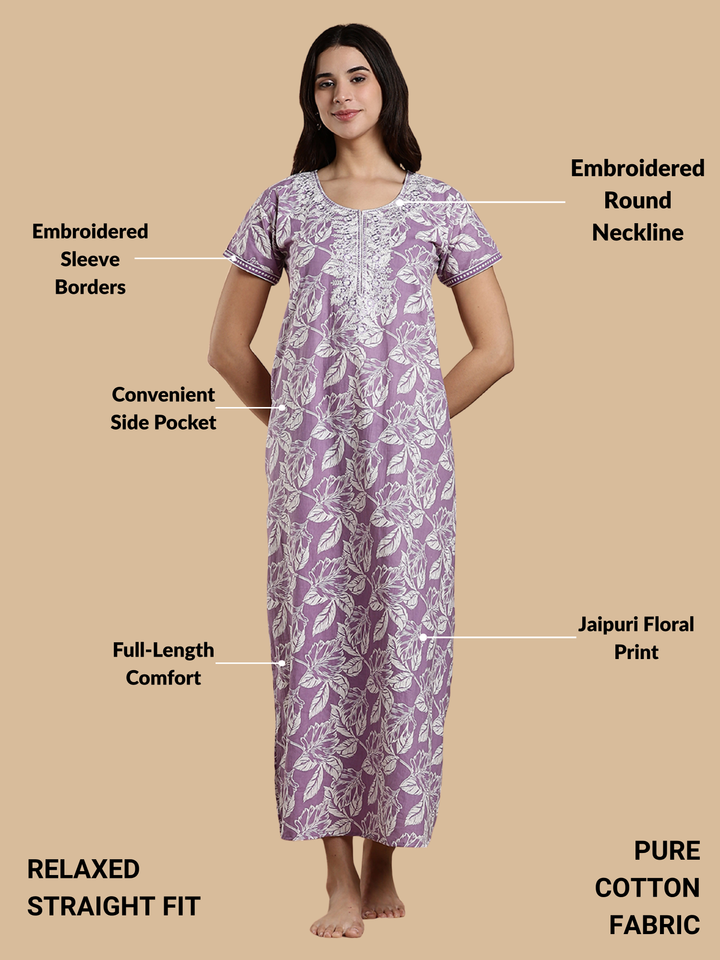 Lavender Nighty for Women – Graceful Charm in Every Thread