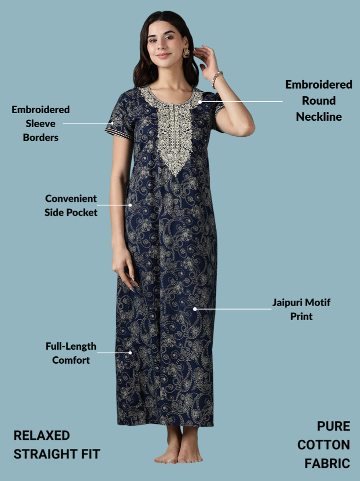 Royal Navy Elegance Nighty for Women – Classic Charm Meets Comfort