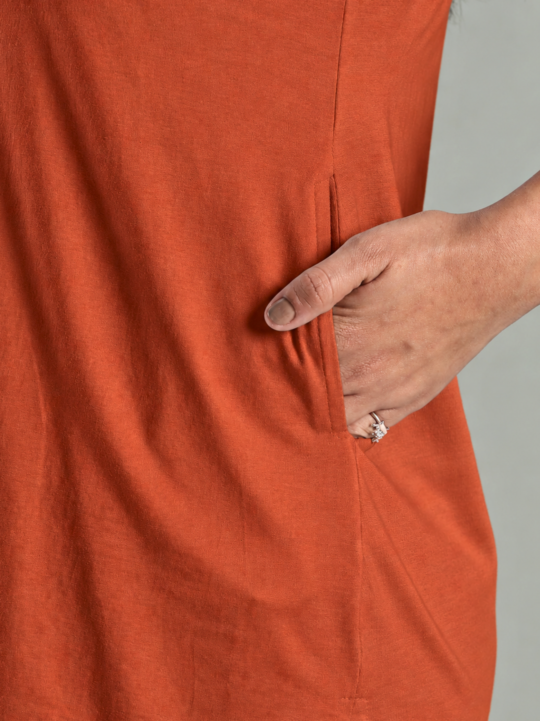 Sunset Orange Hosiery Cotton Long Nighty with Side Slits