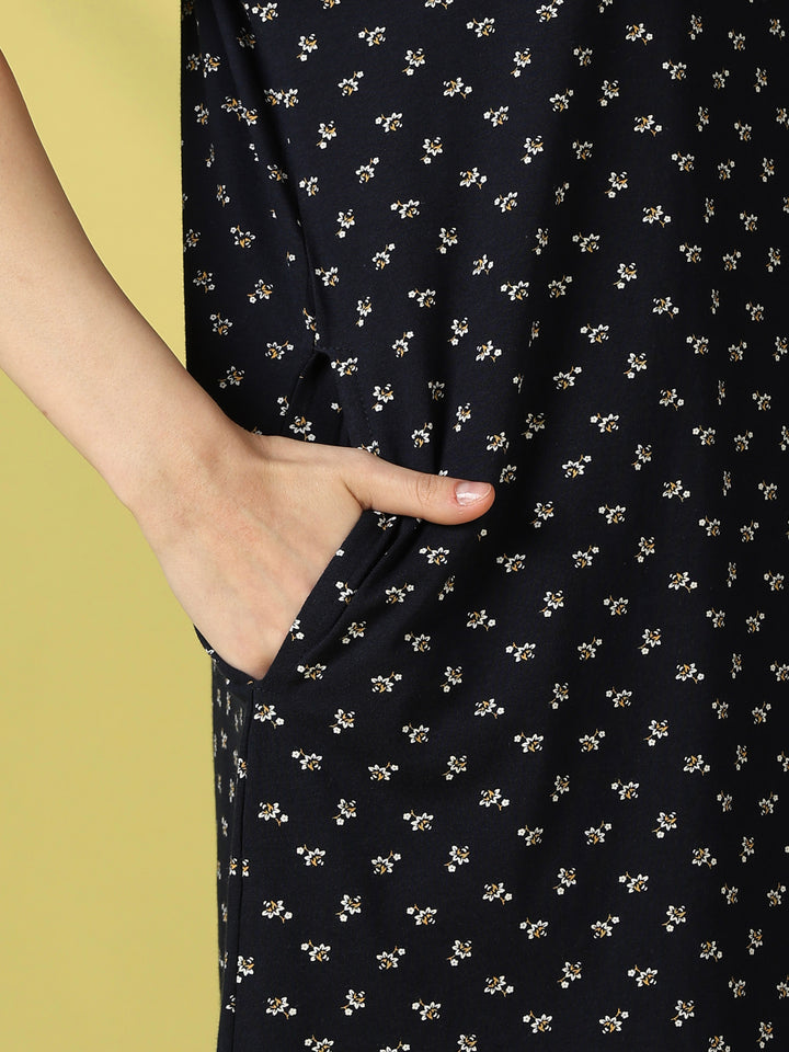 Jasmine Blue Floral Cotton Nighty for Everyday Comfort