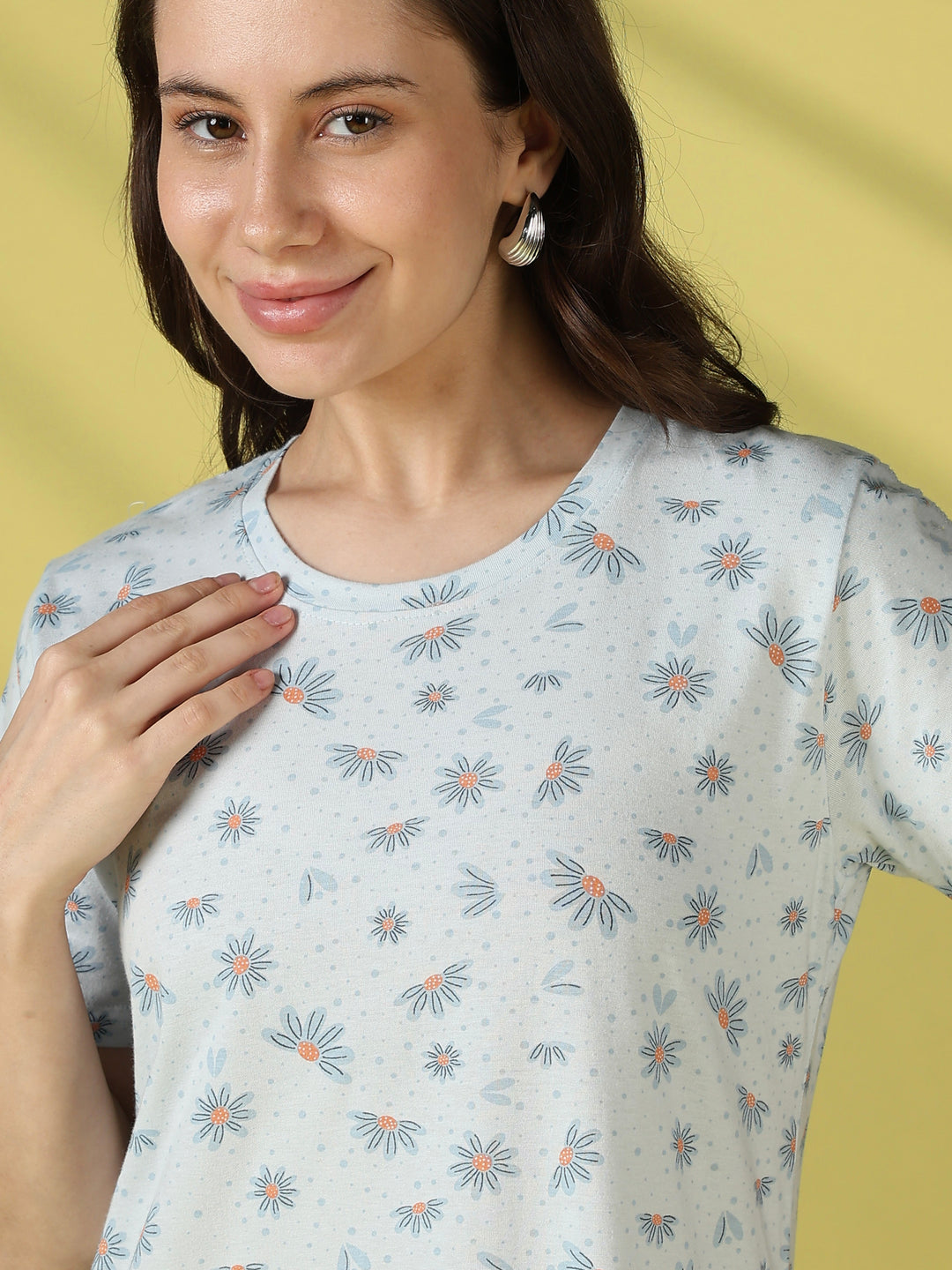 Stay Cool All Day in Our Bluebell Daisy Cotton Short Nighty