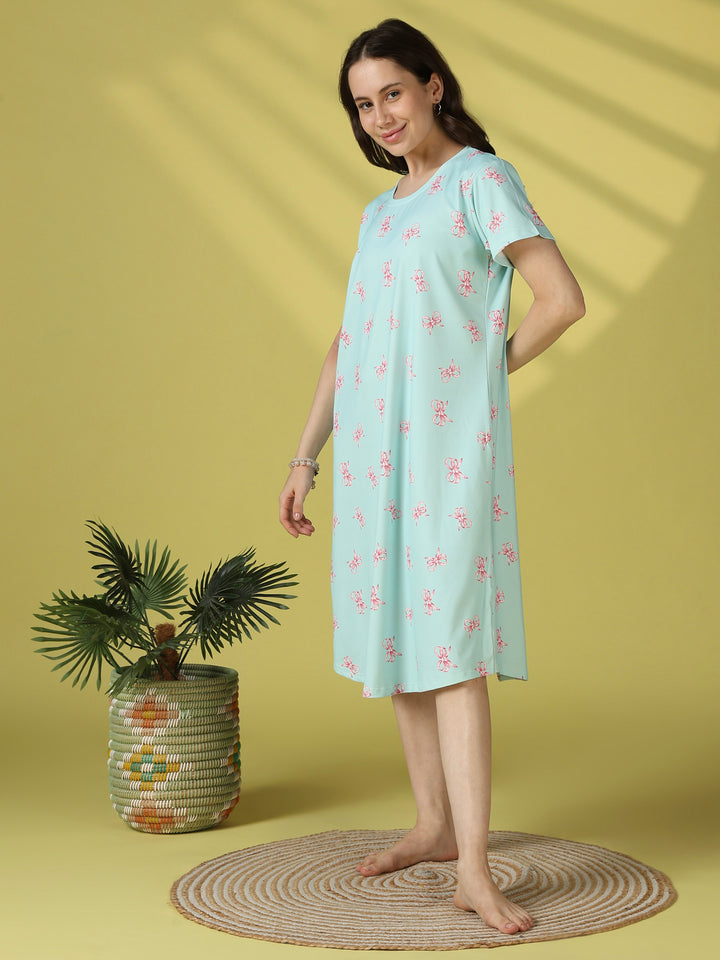 Tiffany Blue Bow Print Short Nighty