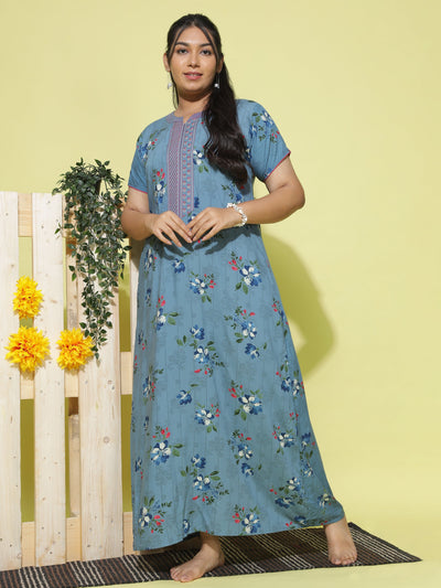 Viscose Designer Nighty Pearl Blue