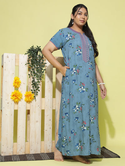 Viscose Designer Nighty Pearl Blue