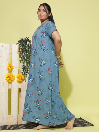Viscose Designer Nighty Pearl Blue