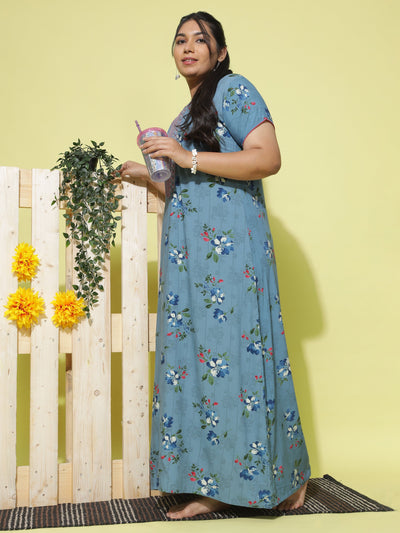 Viscose Designer Nighty Pearl Blue