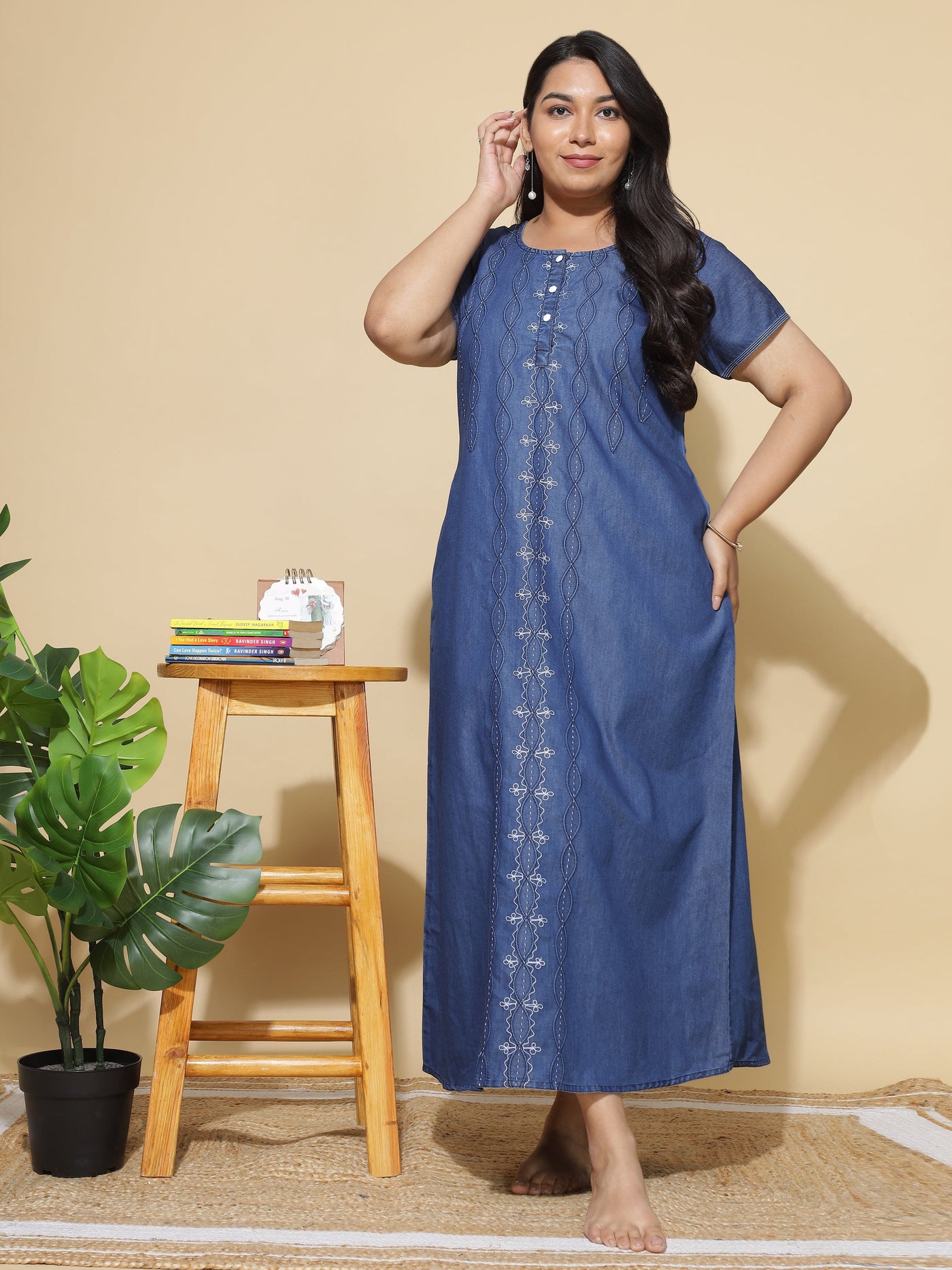 Denim Designer Nighty Spiral Puff Dark Blue