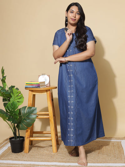 Denim Designer Nighty Spiral Puff Dark Blue