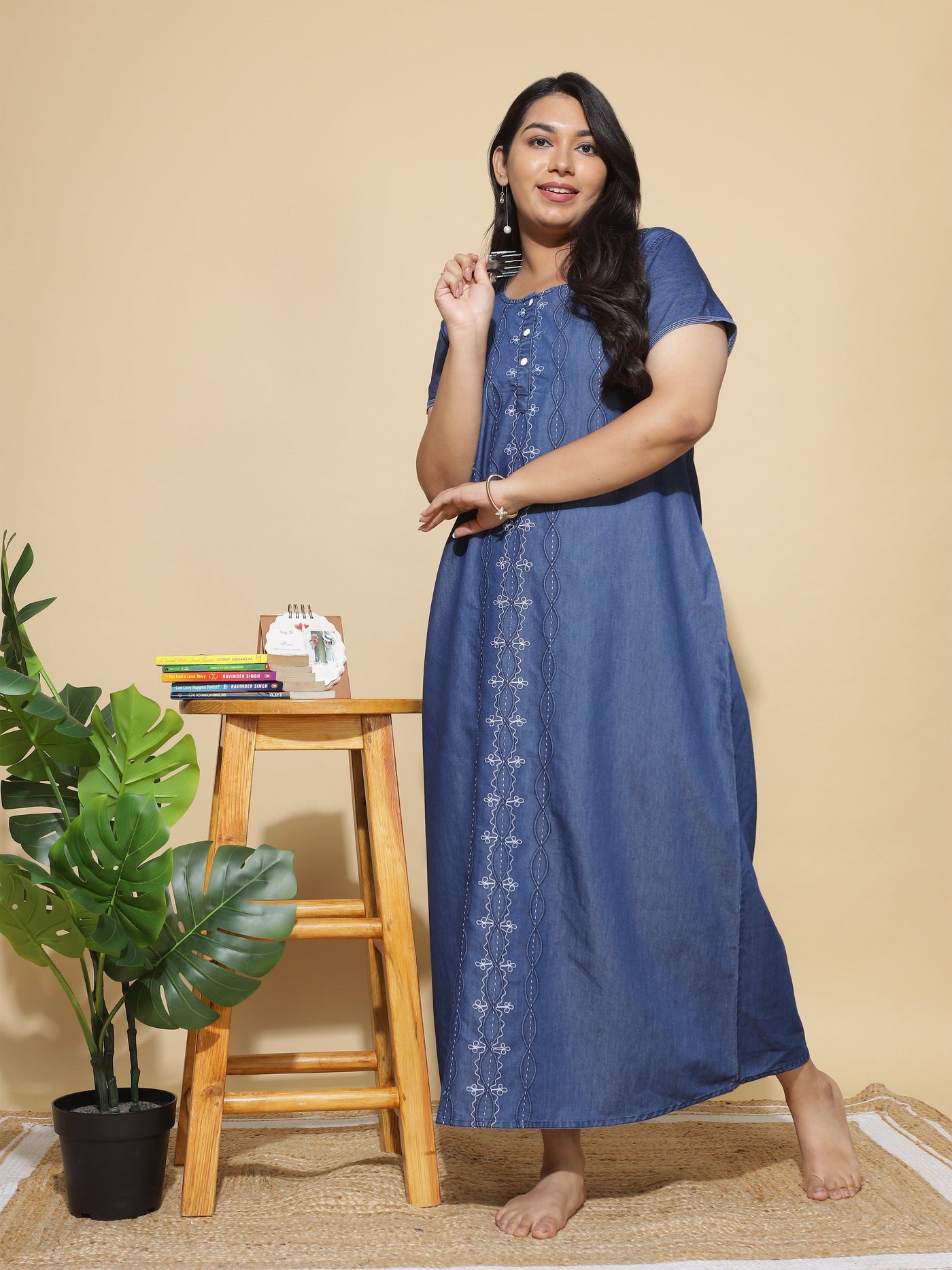 Denim Designer Nighty Spiral Puff Dark Blue