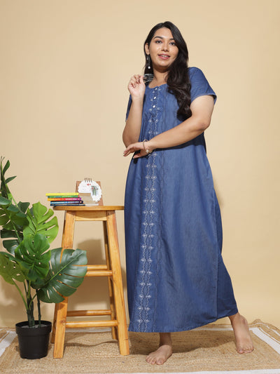Denim Designer Nighty Spiral Puff Dark Blue