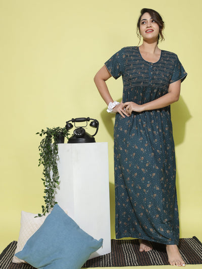 Alpine Designer Maxi Rama Blue Nighty