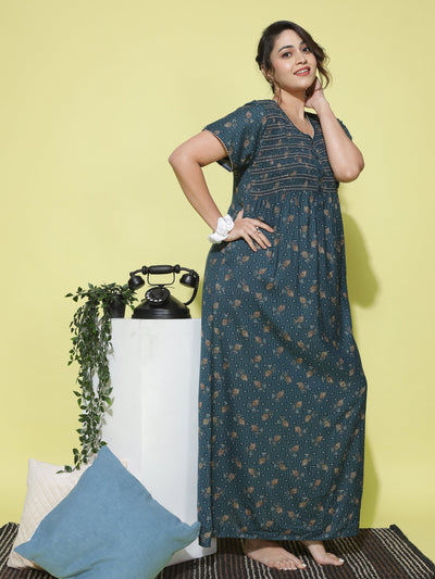 Alpine Designer Maxi Rama Blue Nighty