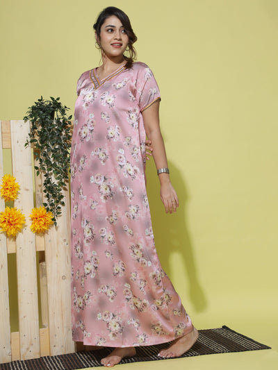 Satin Designer Pink Nighty