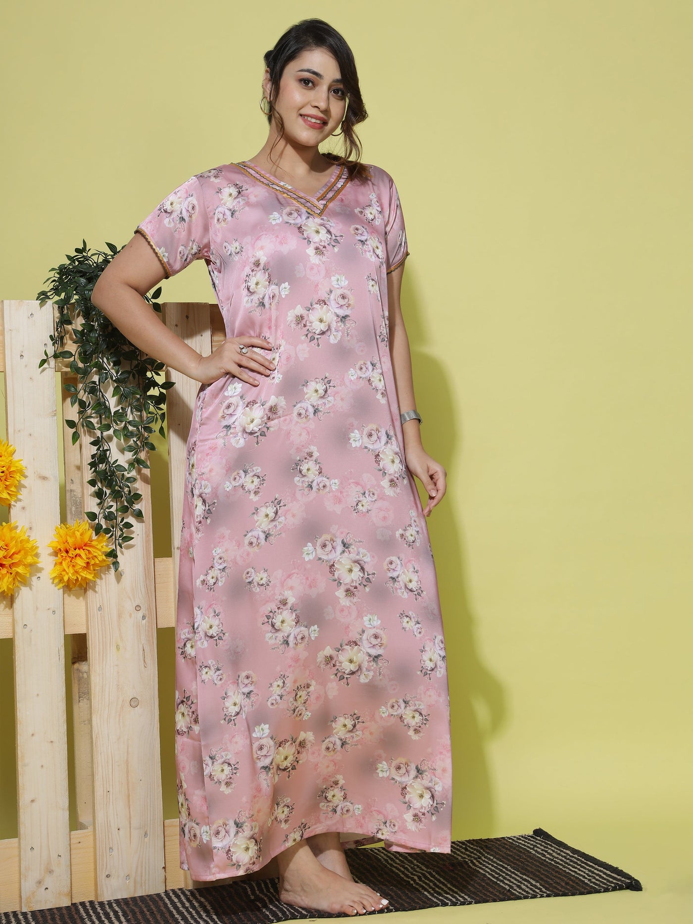 Satin Designer Pink Nighty