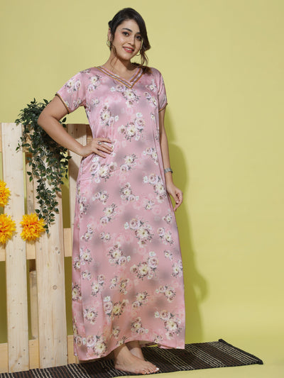 Satin Designer Pink Nighty