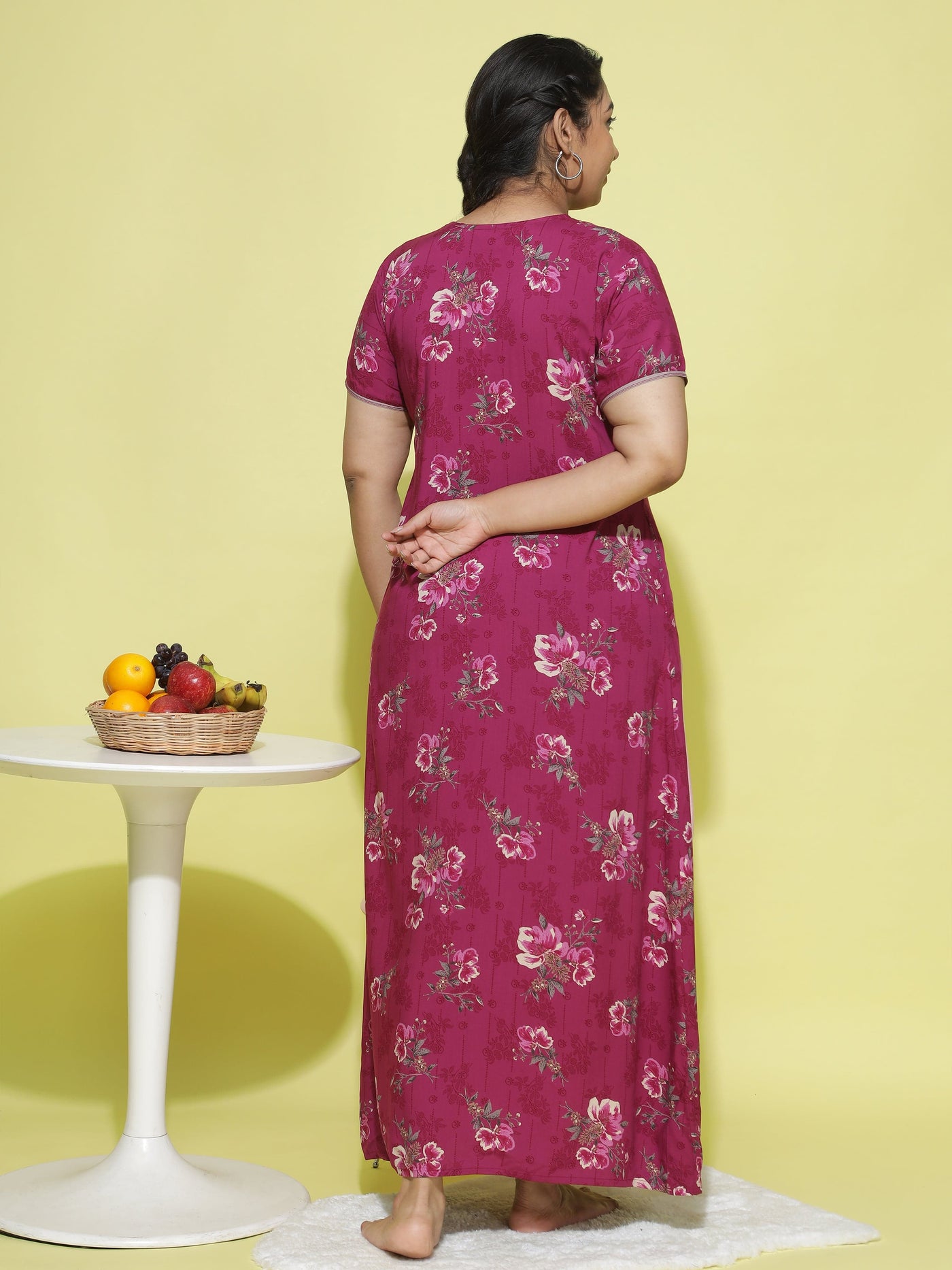 Viscose Designer Nighty Maroon