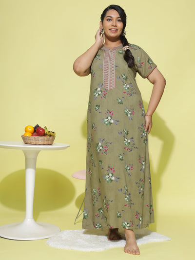 Viscose Designer Nighty Pista Green
