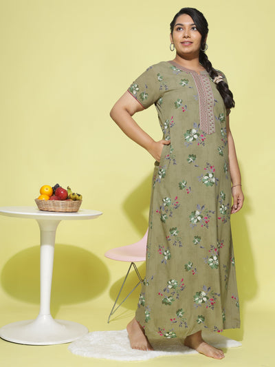 Viscose Designer Nighty Pista Green