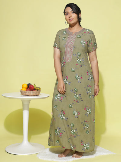 Viscose Designer Nighty Pista Green