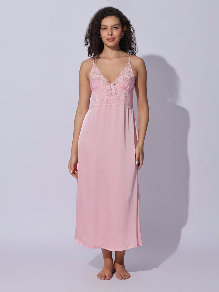 Satin Lace Robe Night Gown Set for Women Soft Elegant Sleepwear