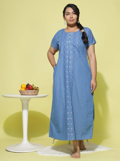 Denim Designer Nighty Spiral Puff Sky Blue