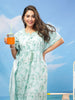 Garden Green Poly Viscose Kaftan Nighty: Serene Inspired Loungewear