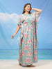 Green Floral Rayon Kaftan Nighty for Women