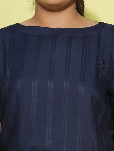 Rayon Round Neck Co-ord Sets Navy Blue
