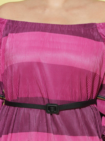 Lycra Round neck Dress Rani Pink