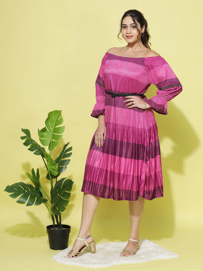 Lycra Round neck Dress Rani Pink