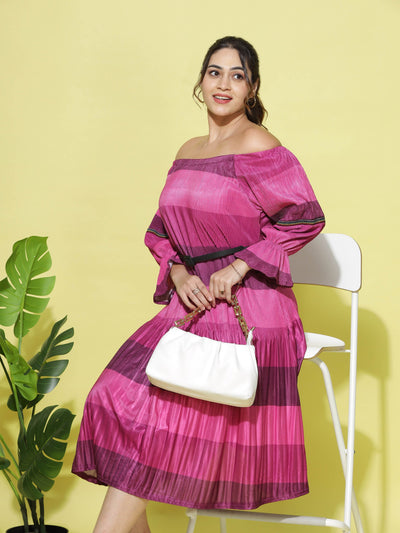 Lycra Round neck Dress Rani Pink