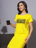 Soft Cotton Lime Yellow Printed Short Nightdress for Women