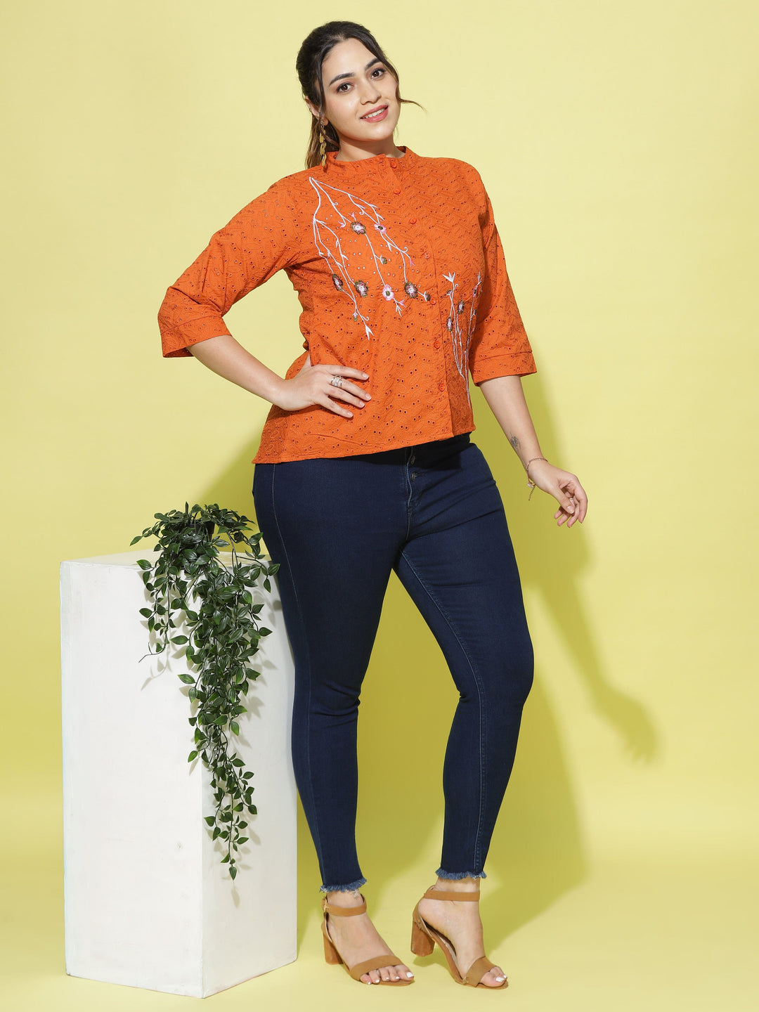 Casual Tops  Ladies Plus Size Tops - Shop Rust Cotton Top Online In India- 9shines label 