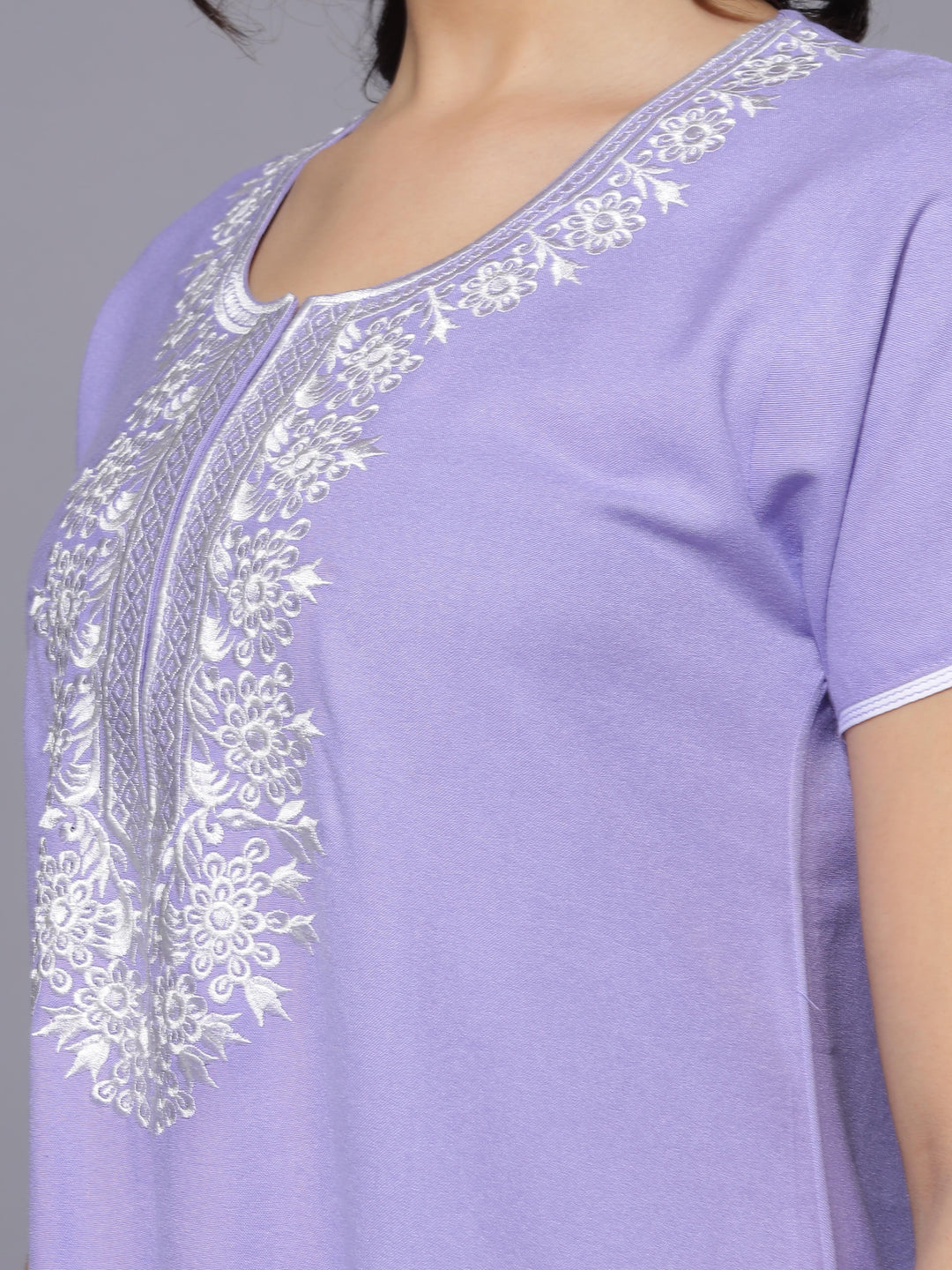 Limited Edition: Aesthetic Embroidery Pastel Lavender Nightgown