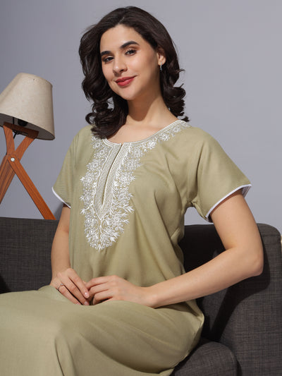 Cotton Blend Top Mandarin Neck Dark Red