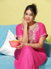 Pink Alpine Designer Nighty - Stylish Comfort with Intricate Embroidery