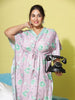 Pink Green Poly Viscose Kaftan Nighty: Vibrant and Effortlessly Elegant
