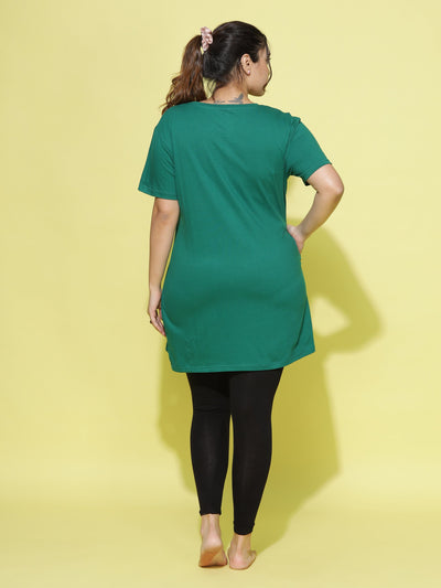 Hosiery Cotton Plus Size T-shirt with Pockets Green