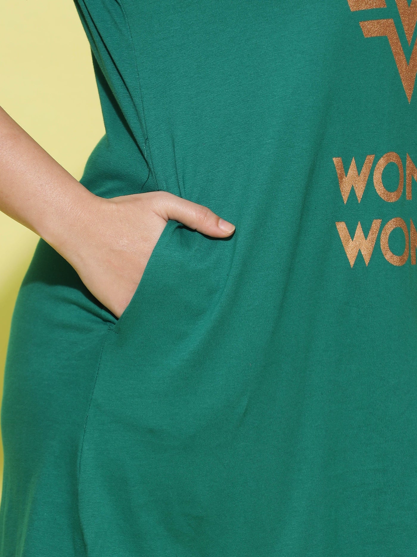 Hosiery Cotton Plus Size T-shirt with Pockets Green