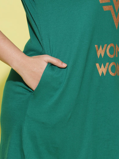 Hosiery Cotton Plus Size T-shirt with Pockets Green
