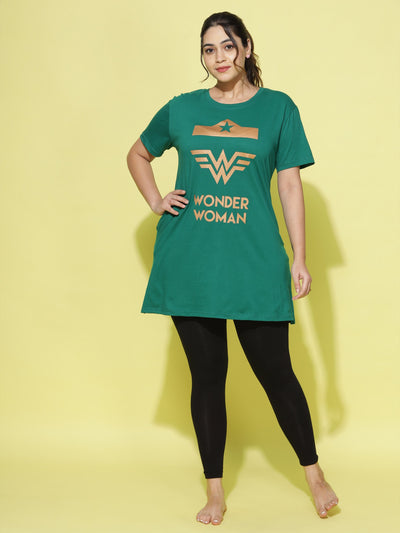 Hosiery Cotton Plus Size T-shirt with Pockets Green