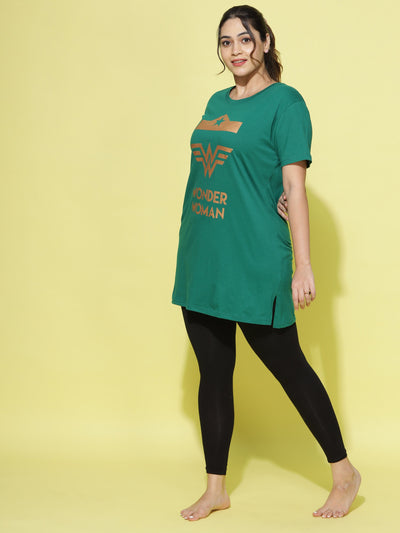 Hosiery Cotton Plus Size T-shirt with Pockets Green