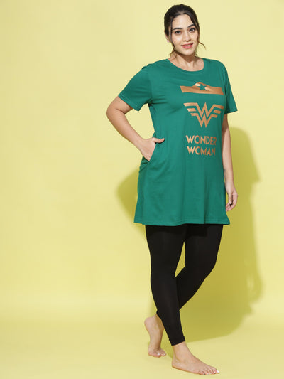 Hosiery Cotton Plus Size T-shirt with Pockets Green