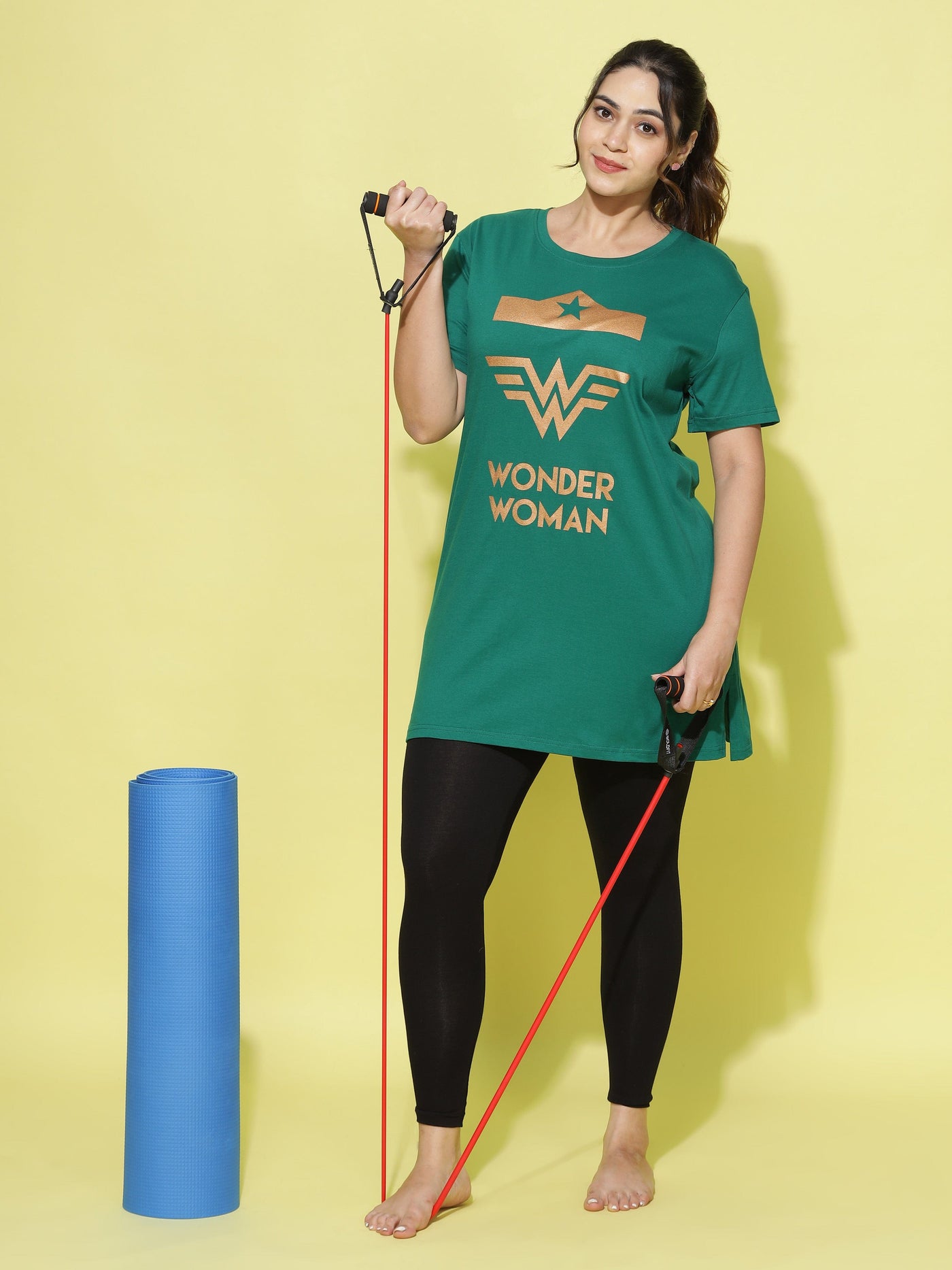 Hosiery Cotton Plus Size T-shirt with Pockets Green