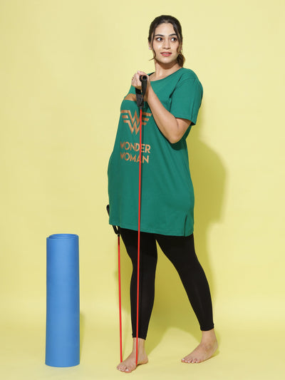 Hosiery Cotton Plus Size T-shirt with Pockets Green