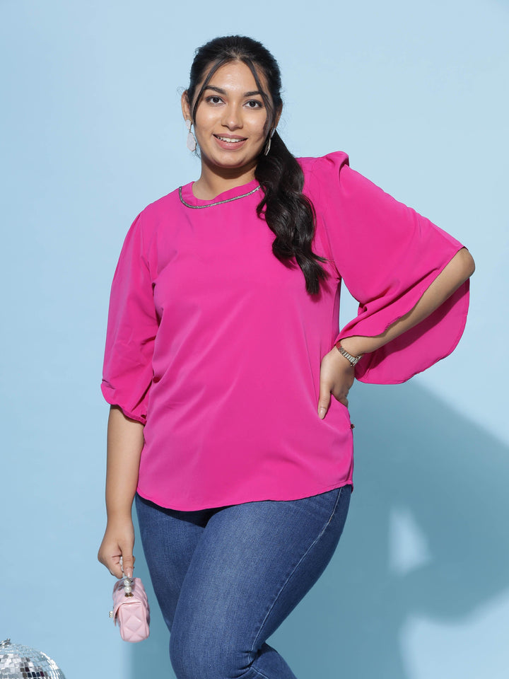  Casual Tops  Sexy Plus Size Tops - Shop Trendy Pink Polyster Top Women- 9shines label 