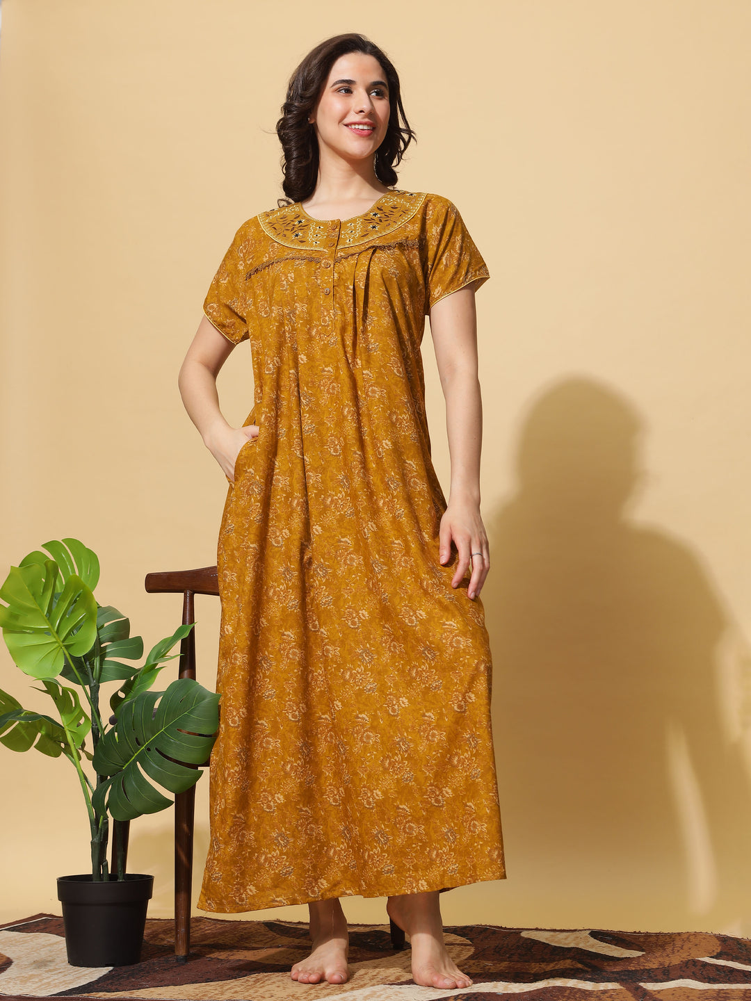 Graceful in Yellow : Designer Long Gown Crafted from Micro Poly Viscose