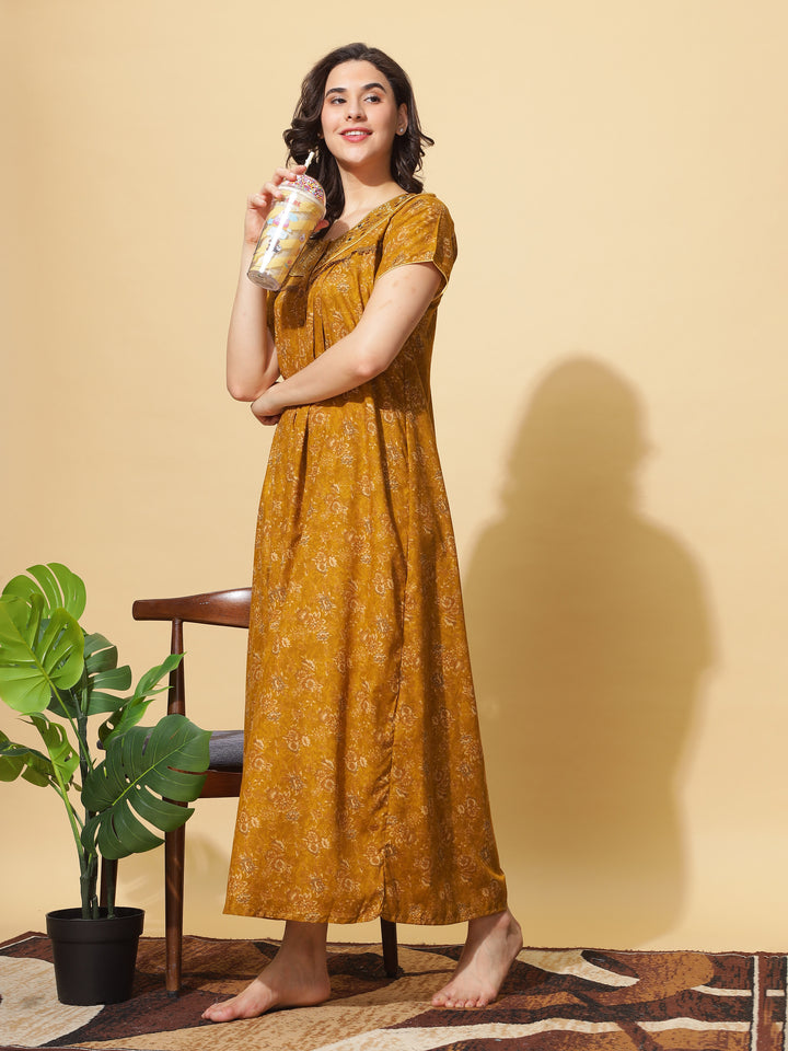 Graceful in Yellow : Designer Long Gown Crafted from Micro Poly Viscose